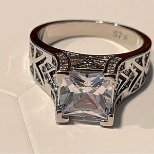 Sterling Silver Princess Cut 2 Carat Synthetic Diamond Ring Size 8